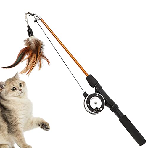 Zhihui Teaser Juguete Interactivo para Gatos con Varita - Varita de Juguete Duradera para Gatos con caña de Pescar,Juguete Divertido del palillo del Teaser del Gato, Juguetes del Gatito del Gato Cover