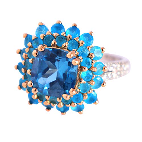 Anillo de plata de ley 925 con topacio azul para evitar alergias con elegancia