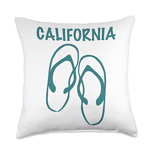 California Beach Flip Flop Sandal Sand Surf Pacific Ocean Throw Pillow