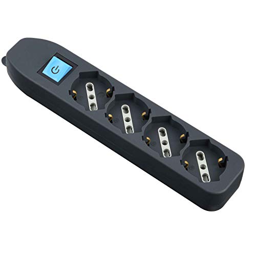 Electraline 82073 - Oleada Sin Cable, 4 Tomas Universales, Negros