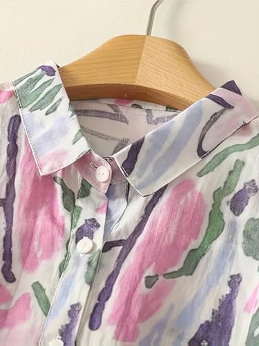 Image of Gufrina Women's Casual Button-Down Shirt with Multicolor Floral Print & Half Sleeves, Collar Neck