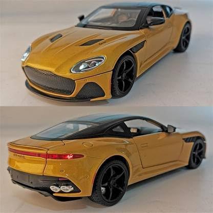 Image of 1:24 Alloy Die Cast Metal Car Scale Model Aston Martin Metal Diecast Car Pullback with Sound Light Toy Car for Kids Best Gifts Toys for Boys. (Yellow)