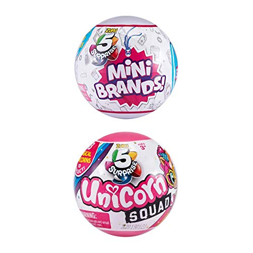 ZURU 5 Surprise Unicorn Squad Ball and Mini Brands Ball Bundle