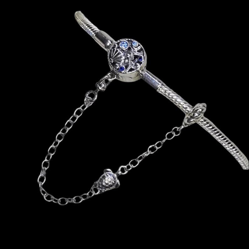 Sparkling Snake Chain Bracelet with Safety Chain Charm Bracelets for Women Jewelry Bracelet Fits Any Charm 925 Sterling Silver 19 Cm - Image 3