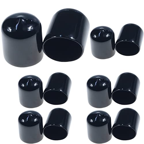 Image of Acocony 7 /8 Inch Rubber Cap (22.25 mm) Round Black Pack of 12 | PVC Rubber End Caps Dustproof, Protective & Aesthetic Flexible Covers for Tubing, Pipes, Poles, Bolts & More