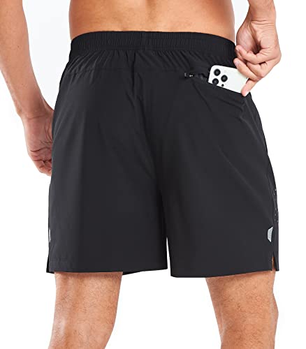 Northyard Mens Running Gym Shorts 5 Inch Quick Dry Athletic Shorts For Men -Lightweight Active Workout Sport With Zip Pockets Black L #TOP2