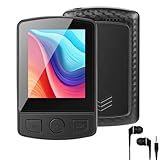 MP3 Players Bluetooth 5.2-1,8 Zoll TFT Farbbildschirm mit Clip Sport 32GB MP3 - Player FM Radio, Lautsprecher inkl. Kopfhörer, erweiterbar auf bis zu 128 GB SD-Karte für Kinder und Erwachs