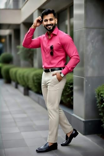 Image of Men's Formal Shirt and Trouser Combo Set | Slim Fit Stylish Office Wear | Premium Cotton Blend Shirt Pant Set for Men | Top & Bottom Clothing Set
