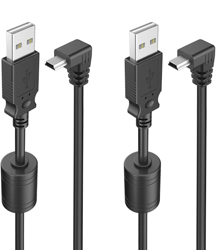 Pixelman 18AWG Charging Cable for Garmin GPS,(6.5Ft 2Pcs) Thicker GPS Power Cord,90 Degree Shielding Mini USB Charger Cable,Charging Adapter for Garmin GPS Garmin Drivesmart 65 Zumo Xt Nuvi, Black