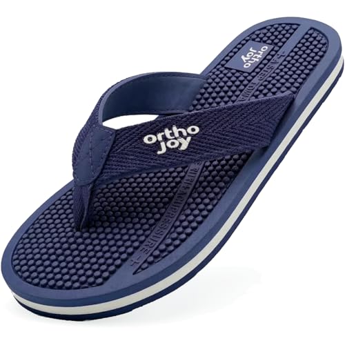 Image of ORTHO JOY Orthopedic Comfort Flip Flops for Men - Acupressure Massage Sole, Anti-Slip Lightweight Slippers