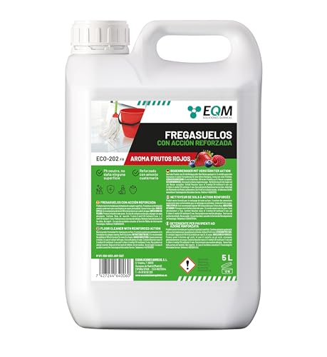 EQM - ECO- 202 - Fregasuelos con Acción Reforzada - 5L - Alto poder desengrasante y desodorizante - Para toda clase de superficies - Aroma frutos rojos