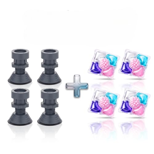 Image of Furniture Leg Risers, Heavy Duty Gray Plastic Adjustable Bed Lifts, Set of 4 Stackable Elevators for Tables and Chairs Whit Anti Vibration Pads for Washing Machine Stand Foot (4, Round 2)