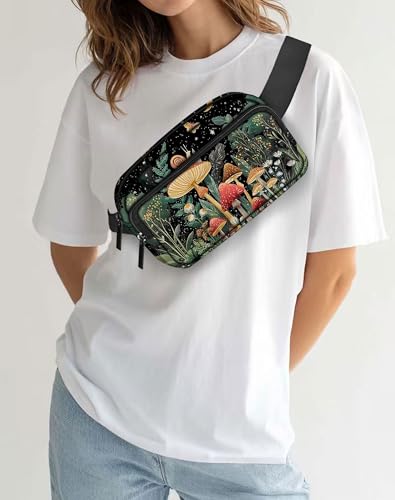 Image of Mushroom Fanny Pack Lightweight Belt Bag Fashion Waist Pouch | Waterproof, Crossbody Bags for Women, Sports, Running, Traveling, Hiking