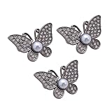 3PCS Fashionable Pearls Rhinestones Butterfly Waist Tightening Clip Waist Tighteners For Loose Pants Jeans Women Girl Use Fas