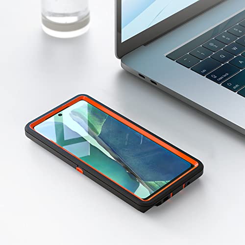 Image of Case for Galaxy Note 20, Heavy-Duty Tough Rugged Shockproof Drop Protective Cover Cases for Samsung Galaxy Note 20, Black+Orange