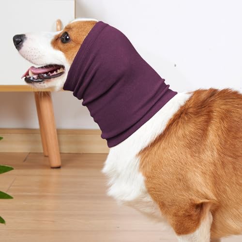 Image of Nanaki Dog Calming Hoodie Ear Wraps for Dogs, Ear Protection Dog Fireworks Ear Head Muffs Dog Warp Anxiety Relief, Dog Hematoma Ear Wrap, Dog Head Cover The Grooming and Force Drying Dog Ear Protector