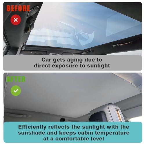 Image of BestEvMod Foldable Roof Sunshade Compatible with 2022-2026 Rivian R1S Accessories Upgraded Heat Reflective Tech Accessories Sunroof Reflective Sun Shade(Front+Rear Grey)