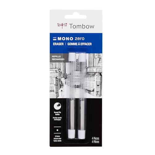 Tombow 57316 MONO Zero Eraser Refills, Round 2.3mm, 2-Pack