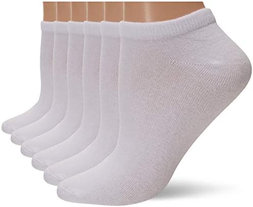 Amazon Essentials Women's Casual Low-Cut Socks, 6 Pairs, White, 6-9