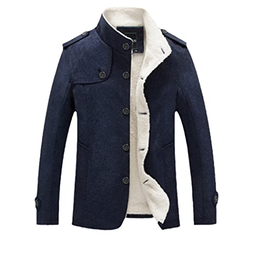 Blouson aviateur d'hiver pour homme en polaire thermique bleu marine taille XL