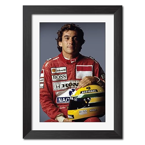 Image of TenorArts Ayrton Senna Poster F1 Driver Posters Formula One Photo Frame Painting with Matt Finish Dark Texture (12 inches x 9inches)