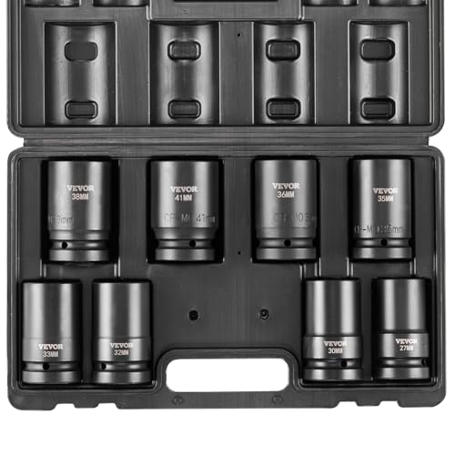 VEVOR 1" Drive Impact Socket Set, 8 Piece Deep Socket Set Metric 27-41mm