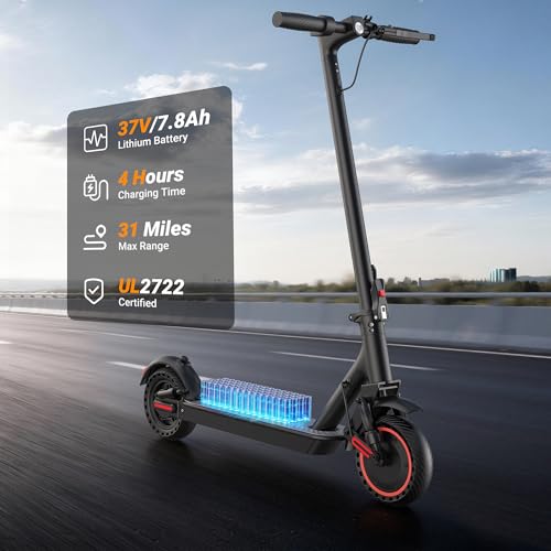 Image of Electric Scooter, 350W-500W Motor, 9 MPH to 22MPH, 10-41 Miles Range, Dual Suspension, Dual Braking, App Control, Foldable Commuter E Scooter for Adults and Teens