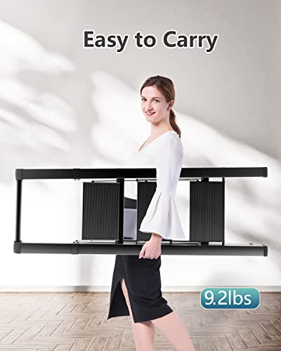 Soladder 3 Step Ladder, Slim Folding Steps Stool With Handrail, Lightweight Aluminum Alloy Foldable Black Ladder With Anti-Slip Wide Pedal, For Home, Kitchen, Office, Garage Use (330 Lbs Capacity) #TOP5