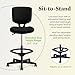 HON Volt Standing Desk Chair, Leather Office Chair with Foot Rest, Armless, Ergonomic Recline and Center Tilt, for Computers, Offices, Work, Black