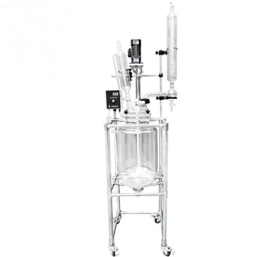 10L High Borosilicate GG3.3 Jacketed chemical double lined glass Reaction vessel w condenser dropping /Reflux flask PTFE Seal