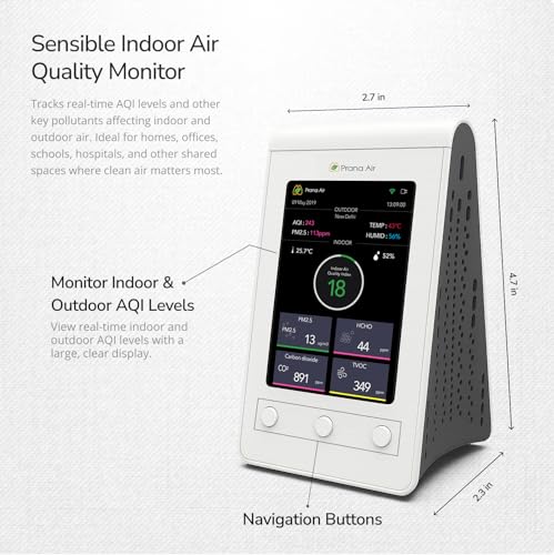 Image of Prana Air Sensible Indoor Air Quality Monitor - AQI, PM2.5, PM10, CO, CO2, O3, HCHO, TVOC