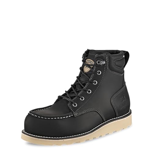Irish Setter, Pipestone, Unisex, 6', Steel Safety Toe, Full Grain Leather, Work Boot, Black, 9.5 D (Medium)