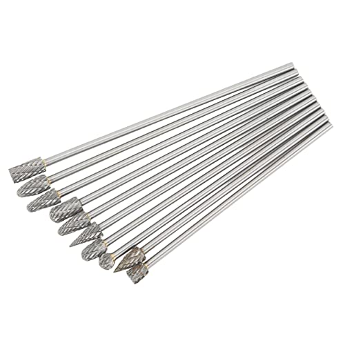 Set de 10 fresas rotativas de carburo doble corte miniatura 7