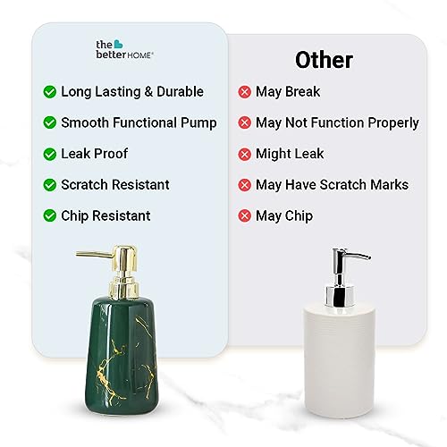 Image of The Better Home 260ml Soap Dispenser Bottle - Green | Elegant and Functional Liquid Pump for Kitchen, Wash-Basin, and Bathroom