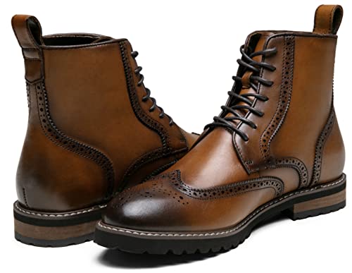 Image of Jousen Mens Boots Premium Leather Cap Toe Casual Boots Chukka Dress Boots for Men