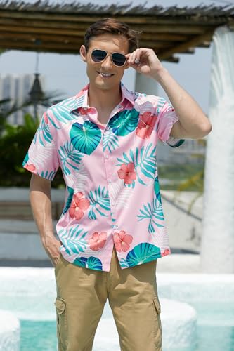 Image of Cromoncent Matching Hawaiian Outfits for Family, Dad and Son Matching Luau Beach Tropical Shirts Mommy Daughter Tropical Sets