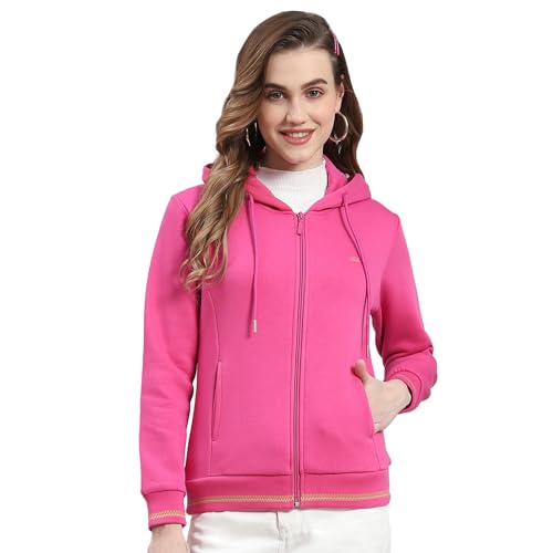 Image of Monte Carlo Womens Regular Fit Hooded Neck Full Sleeve Solid Sweatshirt (Pack of 1)