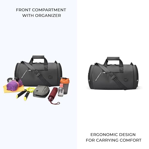 Image of Gear Cross Training 9 inch /29L Faux Leather Large Water Resistant Duffle Bag /Travel Bag /Gym Bag for Men & Women(Black-Black)