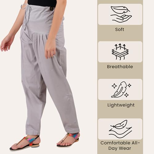 Image of Happy Bunny Salwar Pant for Women, Fine Cotton Ethnic Trousers with Drawstring Waist, Comfortable Daily, Office & Casual Wear Bottoms