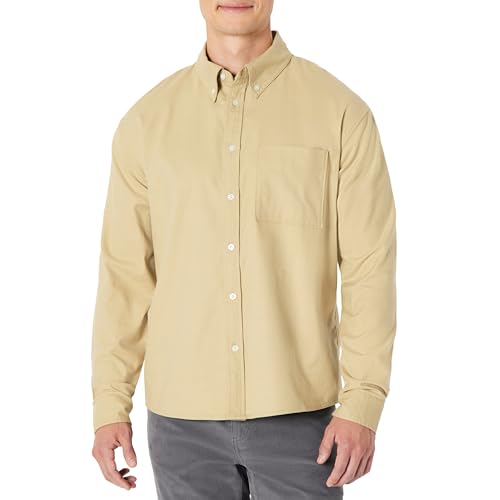 Amazon Essentials Herren Modernes Oversize-Button-Down-Hemd Aus Baumwolle, Bräunen, M