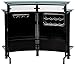 Coaster Home Furnishings - Keystone - Glass - Bar Cabinet with Bottle Wine Rack, Stemware Rack and Chrome Footrest - Dining Room & Home Bar - Black - 100139