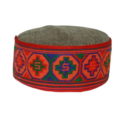 Image of Vastraa Fusion Himachali Topi for Men | Nepali Headwear | Traditional Kullu Cap | Pahadi Topi | Kashmiri Hat | Wool Handcrafted Ethnic Wear