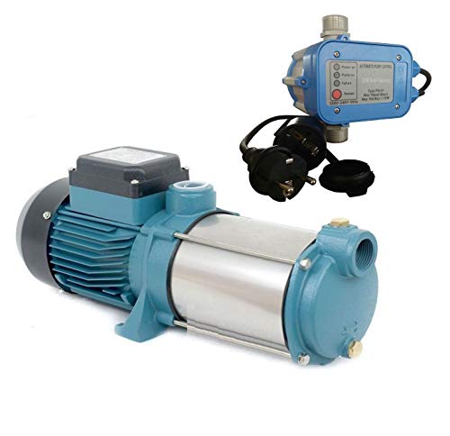 Preisvergleich Produktbild ibo Gartenpumpe Kreiselpumpe MHI1300 INOX + Steuerung PS-01 Trockenlaufschutz - Leistung: 1300W - Spannung: 230 V / 50 Hz 6000 L / h - 100l / min. 5,5 bar. Laufräder aus Edelstahl.