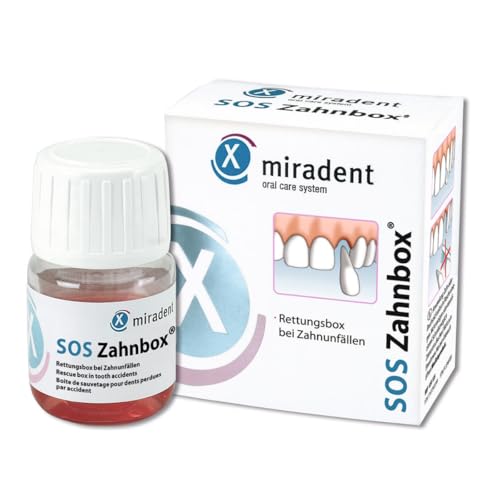 Miradent SOS Zahnbox | Zahnrettungsbox für ausgeschlagene Zähne & Frontzahntrauma | Nährlösung erhält Zellen für eine Replantation & Einheilung des verlorenen Zahns | Aufbewahrung bis zu 48h