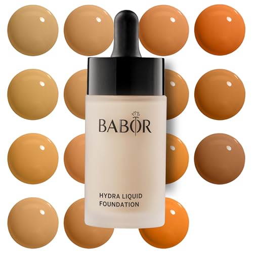 BABOR MAKE UP Hydra Liquid Foundation, flüssige Foundation mit mittlerer Deckkraft, für trockene Haut, enthält feuchtigkeitsspendendes Serum, 30 ml