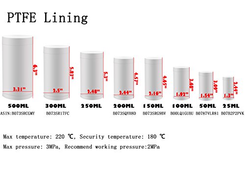 BAOSHISHAN PTFE Lined Vessel Lined Tank Liner Container for Synthesis Autoclave Reactor (50ml) - Thumbnail 2