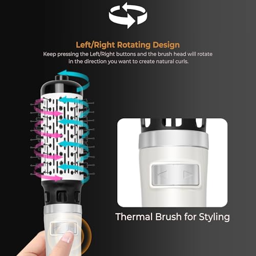 MogaWave Rotating Hair Dryer Brush 2 in 1 Air Styler with 2 Hot Hair Styler 38Mm / 50Mm, Hot Air Brushes with 360℃ Airflow Rotation Blowdry Brush Hair Stylers for Women - Image 7
