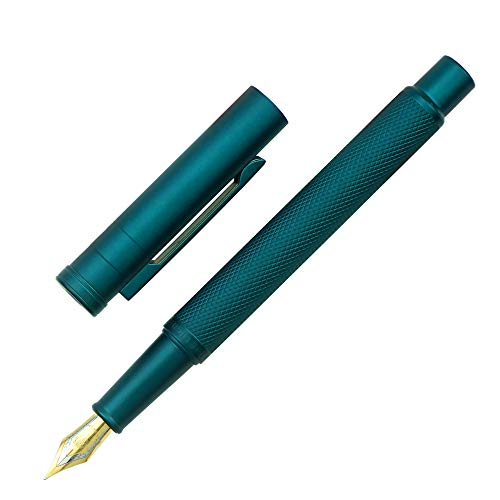 Image of Asvine Dark Green Forest Fountain Pen Extra Fine Nib Classic Design with Converter and Metal Pen Case Set