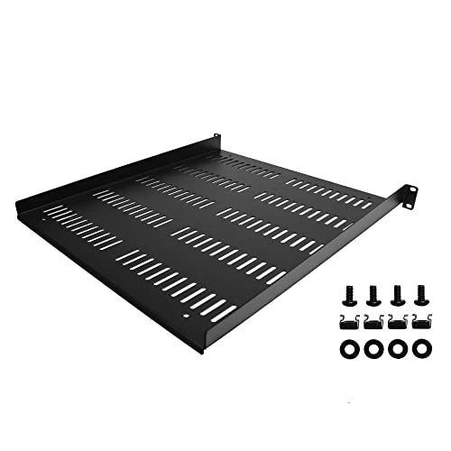 Image of StarTech.com 1U Server Rack Shelf - Universal Vented Rack Mount Cantilever Tray for 19 inch Network Equipment Rack & Cabinet - Durable Design - Weight Capacity 55lb /25kg - 20 inch Deep (SHELF-1U-20-FIXED-V)