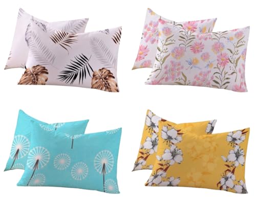 Image of RD TREND Glace Cotton Assorted Pillow Cover Set of 4 (8 Pcs) - Premium 210 TC, Standard Size 18 inchx28 inch | Soft & Breathable Floral Printed Design for Bedroom |Multi 2